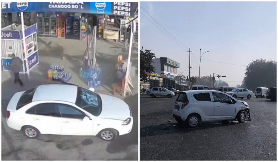 Fargʻonada 2 ta mashina toʻqnashib, ulardan biri piyodani urib yubordi